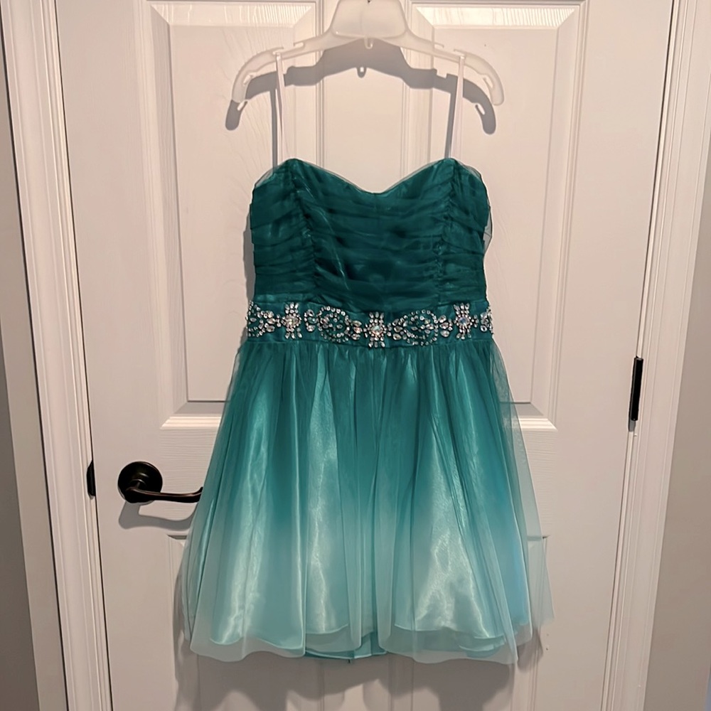 Teal ombré cocktail dress